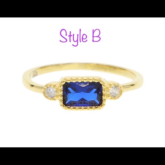 925 silver/ gold Stacking rings Sapphire + - Picture 4 of 16